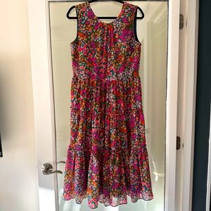 JCrew short sleeve midi vibrant floral dress!
